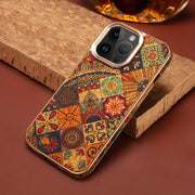 Denior Glamorous Electroplated iPhone Case - Full Coverage, Wooden Charm, Blossoming Flower Design - Universally Stylish for Him & Her