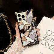 Multi-Model Trendy Spliced iPhone Case: Durable Design with Ring Holder for Enhanced Grip and Style