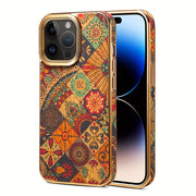 Denior Glamorous Electroplated iPhone Case - Full Coverage, Wooden Charm, Blossoming Flower Design - Universally Stylish for Him & Her