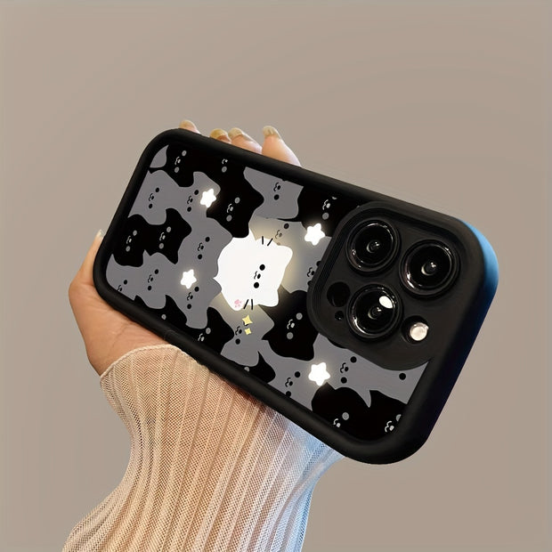 A Luminous White Cat TPU Design for The Iphone 16 Pro Max Case, Featuring Silicone for Anti-Drop Protection, Is a Highly Sought-After Model.