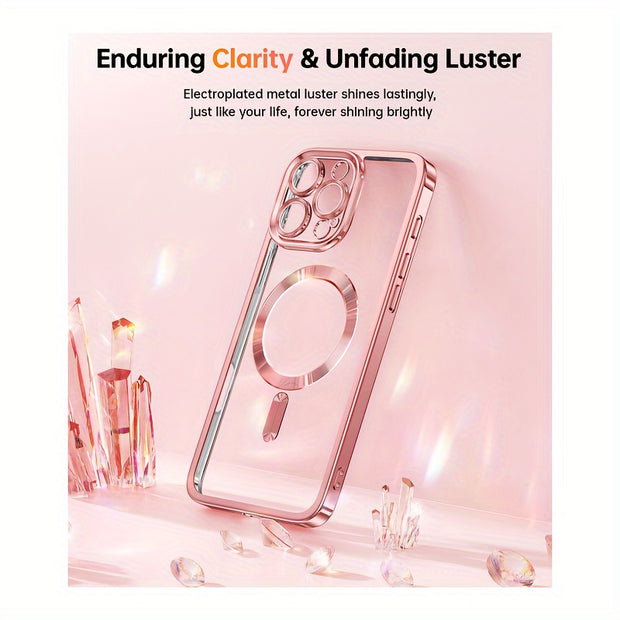 Designed For IPhone 16 Pro Max Case 6.9", [Glitter Card & Wrist Strap] [Compatible With MagSafe] [2X Screen Protectors] Surround Raised Lens Protection Designed For 16 ProMax Case, Rose Gold